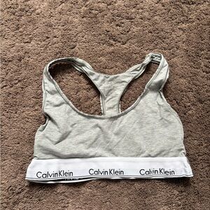Calvin Klein Gray & White Logo Racerback Bralette